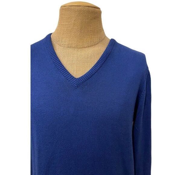 Brooks Brothers Men's V-Neck Sweater Royal Blue 100% Seaisland Cotton Size 40 - Picture 3 of 8